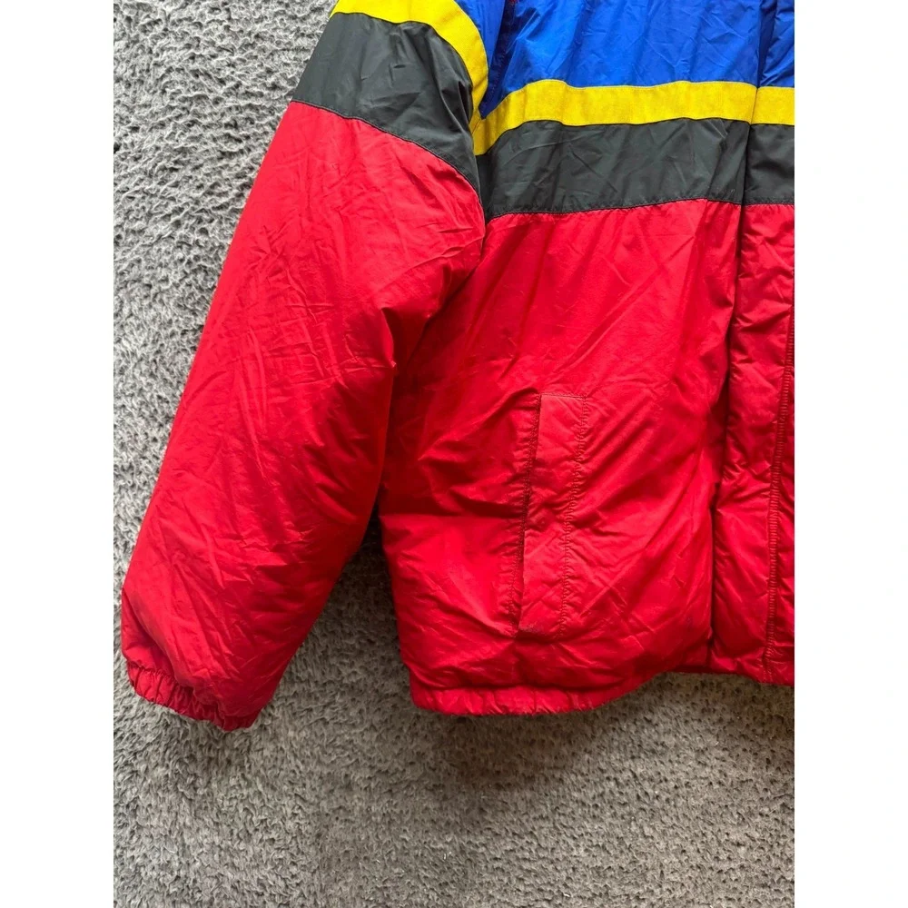 Polo Ralph Lauren Cookie Patch Striped Down Puffer Jacket Red Mens Size XL